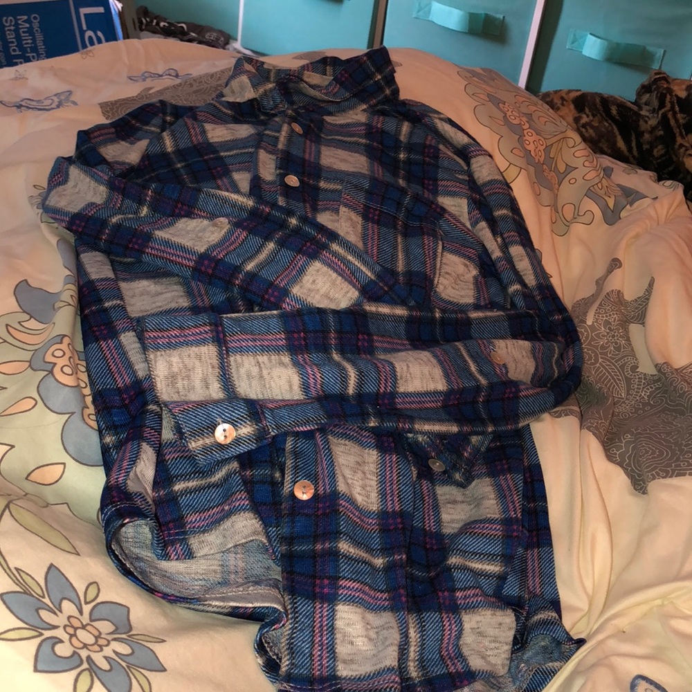Blue and pink flannel